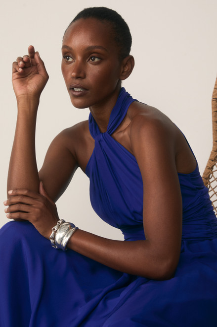 Rivara Silk Chiffon Maxi Dress Cobalt Blue