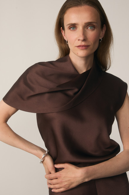 Ocana Satin Blouse Chocolate