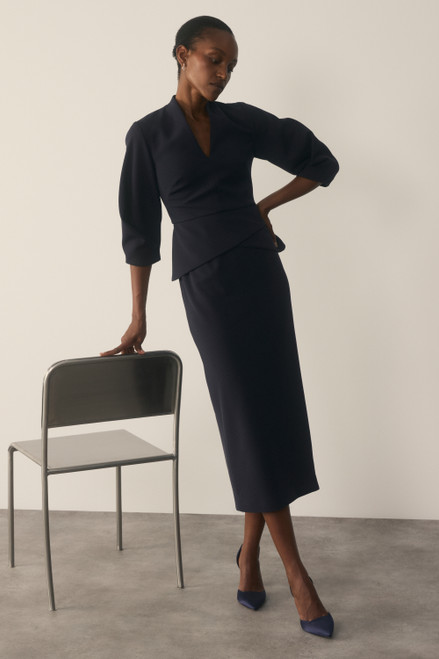 Roseta Sculpt Stretch Crepe Dress Navy