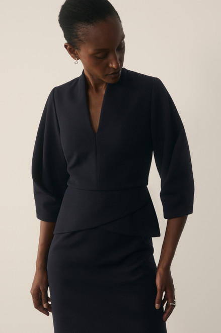 Roseta Sculpt Stretch Crepe Dress Navy