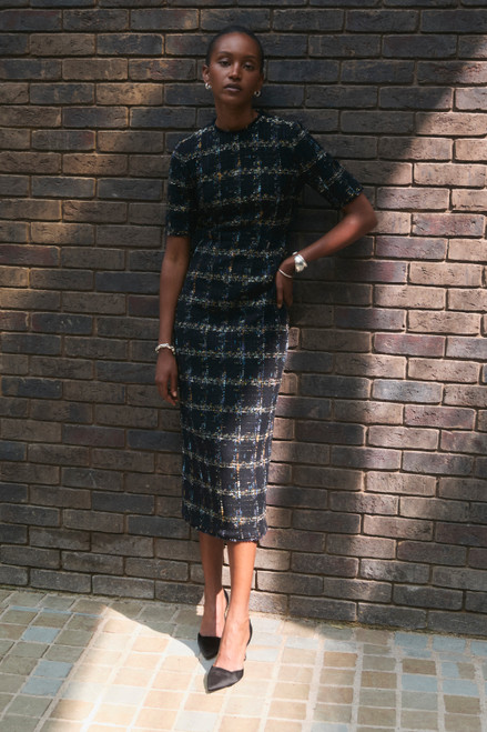 Riva Tweed Dress Navy And Blue