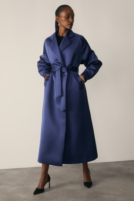 Celier Satin Coat Ink Blue