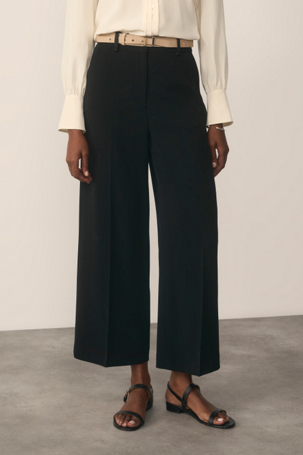 Clever Crepe Cropped Adelaide Wide-Leg Trousers Black