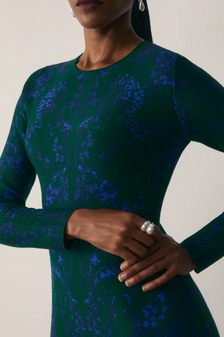 Varenna Jacquard Knit Dress Green And Navy