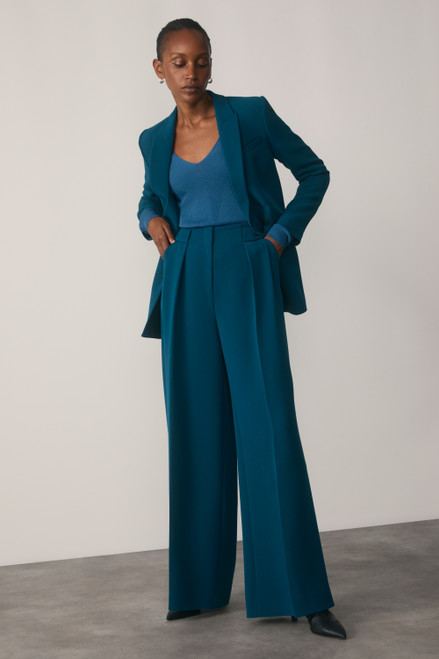 Clever Crepe Doppio Lyon Palazzo Trousers Dark Teal
