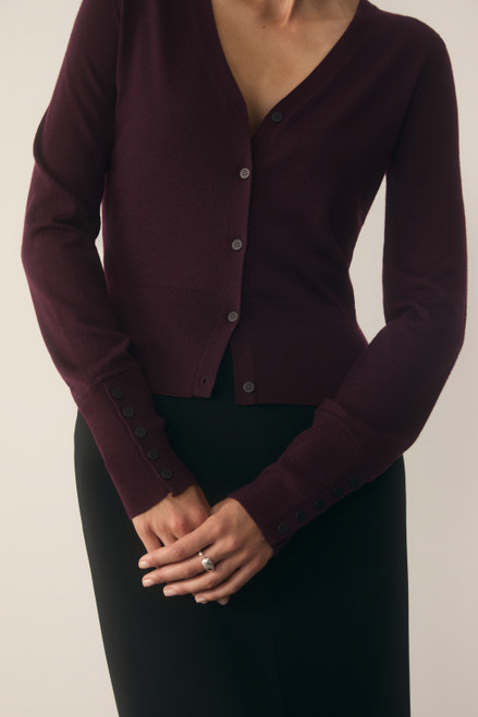 Velluto Merino Cardigan Deep Plum