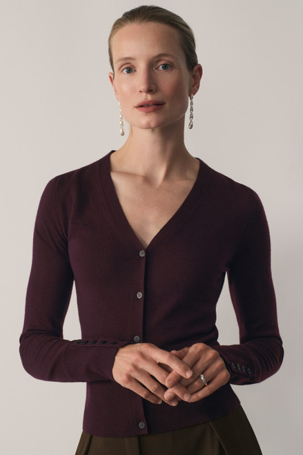 Velluto Merino Cardigan Deep Plum