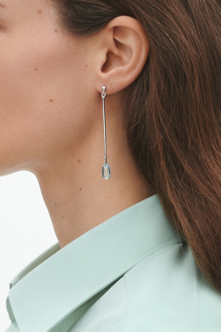 Sterling Silver And Blue Topaz Torun Long Earrings