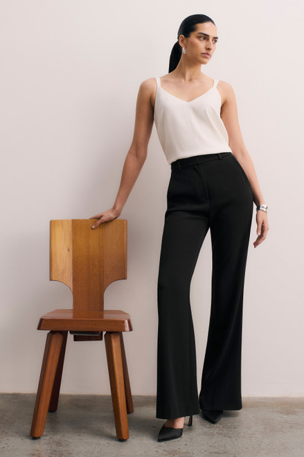 Clever Crepe Lexington Flared Trousers Black
