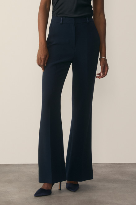 Clever Crepe Lexington Flared Trousers Navy