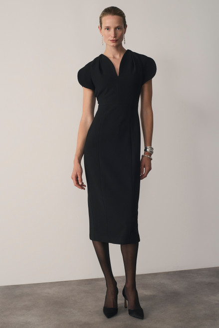 Paola Sculpt Stretch Crepe Dress Black