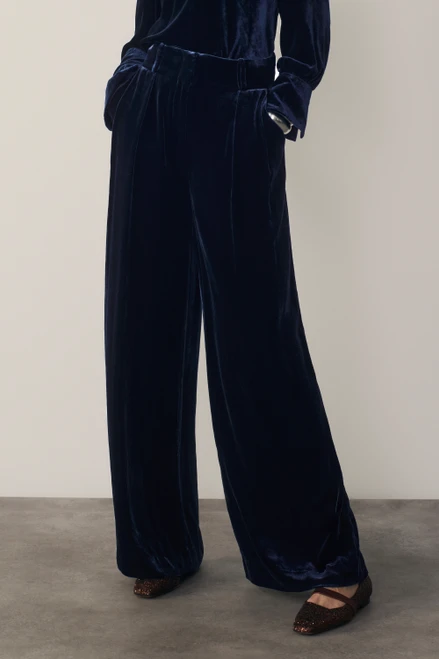 Lyon Velvet Palazzo Trousers Navy