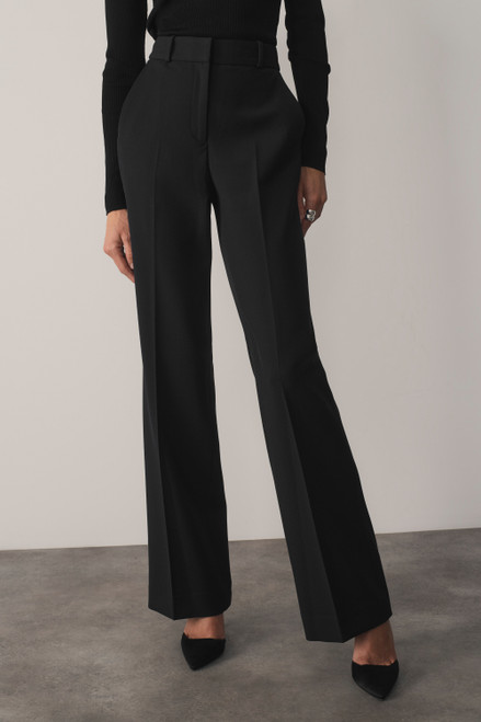 Clever Wool Blend Alzira Straight Flared Trousers Black