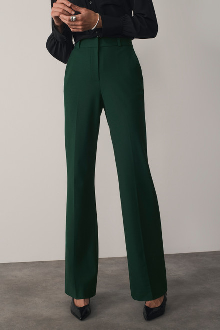 Clever Wool Blend Alzira Straight Flared Trousers Forest Green
