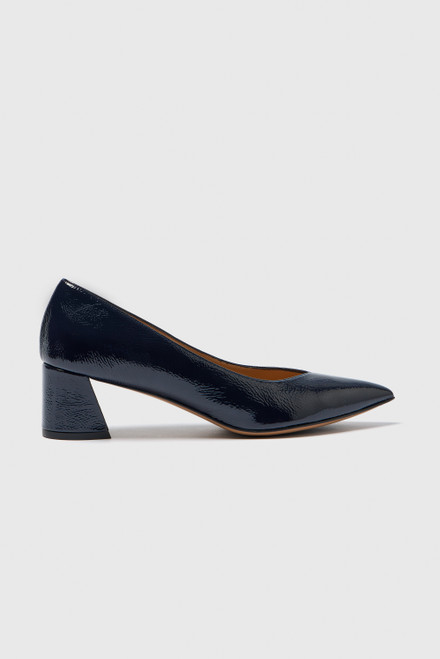 Varzi Crackle Patent Heels 45 Navy