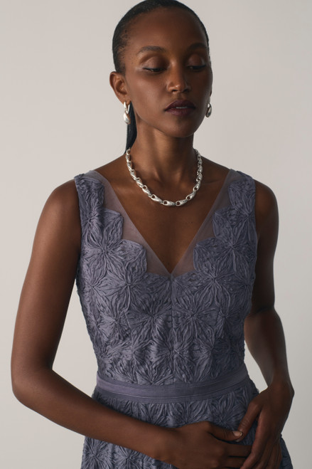 Lorenne Embroided Lace Gown Grey