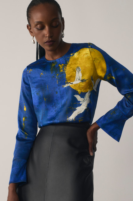 Litori Silk Satin Top Midnight Blue