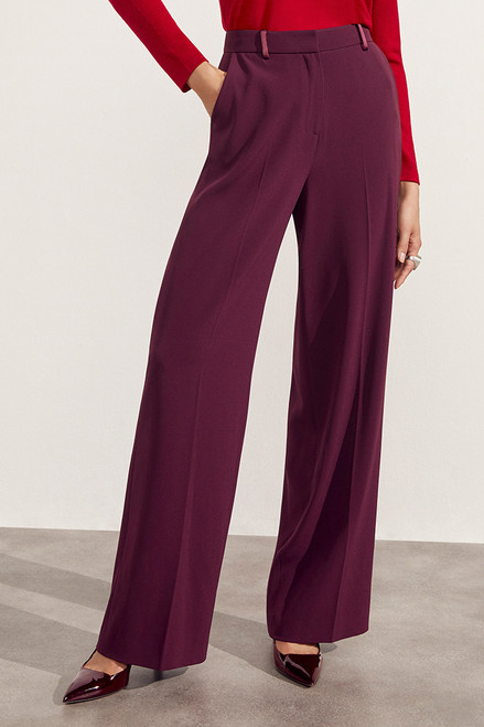 Clever Crepe Wide-Leg Elasticated Trousers Plum