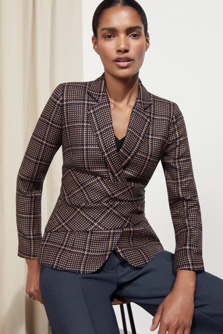 Collingham Jacket Navy And Toffee Check Wool