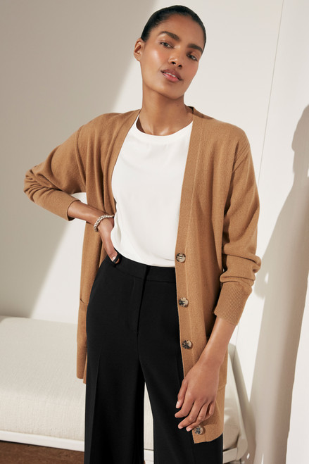 Long Cardigan Camel Wool Cashmere 