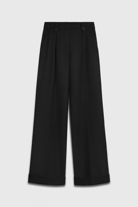 Ultimate Wool Hartwood Pleated Wide-Leg Trousers Black