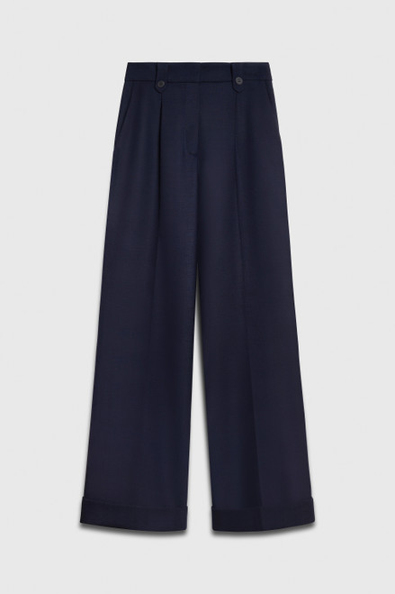 Ultimate Wool Hartwood Pleated Wide-Leg Trousers Navy