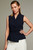 Clever Crepe Belleville Sleeveless Top Navy