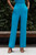 Alzira Straight Flared Trousers Turquoise Stretch Tailoring