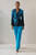 Alzira Straight Flared Trousers Turquoise Stretch Tailoring