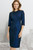 Eaton Dress Navy Metallic Houndstooth Tweed