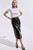 Rho Croc-Embossed Leather Skirt Black