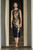 Ameno Jacquard Dress Navy And Gold