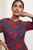 Arienzo Dress Navy And Red Floral Print Textured Silk Arienzo Dress Navy And Red Floral Print Textured Silk