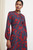 Arienzo Dress Navy And Red Floral Print Textured Silk Arienzo Dress Navy And Red Floral Print Textured Silk