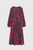 Arienzo Dress Navy And Red Floral Print Textured Silk Arienzo Dress Navy And Red Floral Print Textured Silk