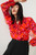 Kallithea Blouse Red Watercolour Floral Silk Chiffon Kallithea Blouse Red Watercolour Floral Silk Chiffon