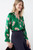 Rosaville Blouse Bright Green And Rose Pink Ikat Floral Print Silk Satin Rosaville Blouse Bright Green And Rose Pink Ikat Floral Print Silk Satin