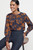 Roseby Blouse Toffee And Navy Floral Print Textured Silk Roseby Blouse Toffee And Navy Floral Print Textured Silk