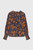 Roseby Blouse Toffee And Navy Floral Print Textured Silk Roseby Blouse Toffee And Navy Floral Print Textured Silk
