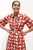Liberta Dress Terracotta Red And Ivory Wave Print Silk Liberta Dress Terracotta Red And Ivory Wave Print Silk