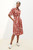 Liberta Dress Terracotta Red And Ivory Wave Print Silk Liberta Dress Terracotta Red And Ivory Wave Print Silk