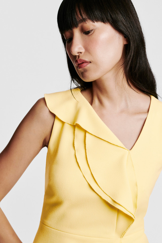 Alvely Dress Meadow Yellow Sculpt Stretch Crepe - Welcome to the Fold LTD