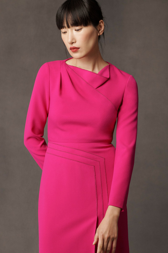 Elland Dress Cerise Pink Sculpt Stretch Crepe - Welcome to the Fold LTD