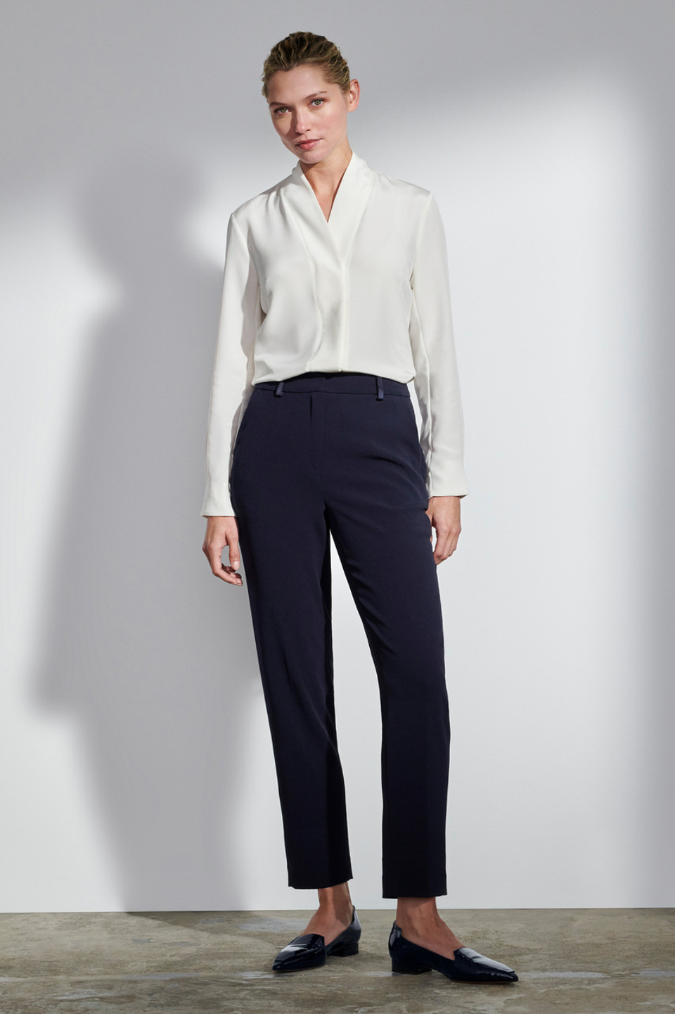 Bowery Blouse Ivory Stretch Silk - Welcome to the Fold LTD
