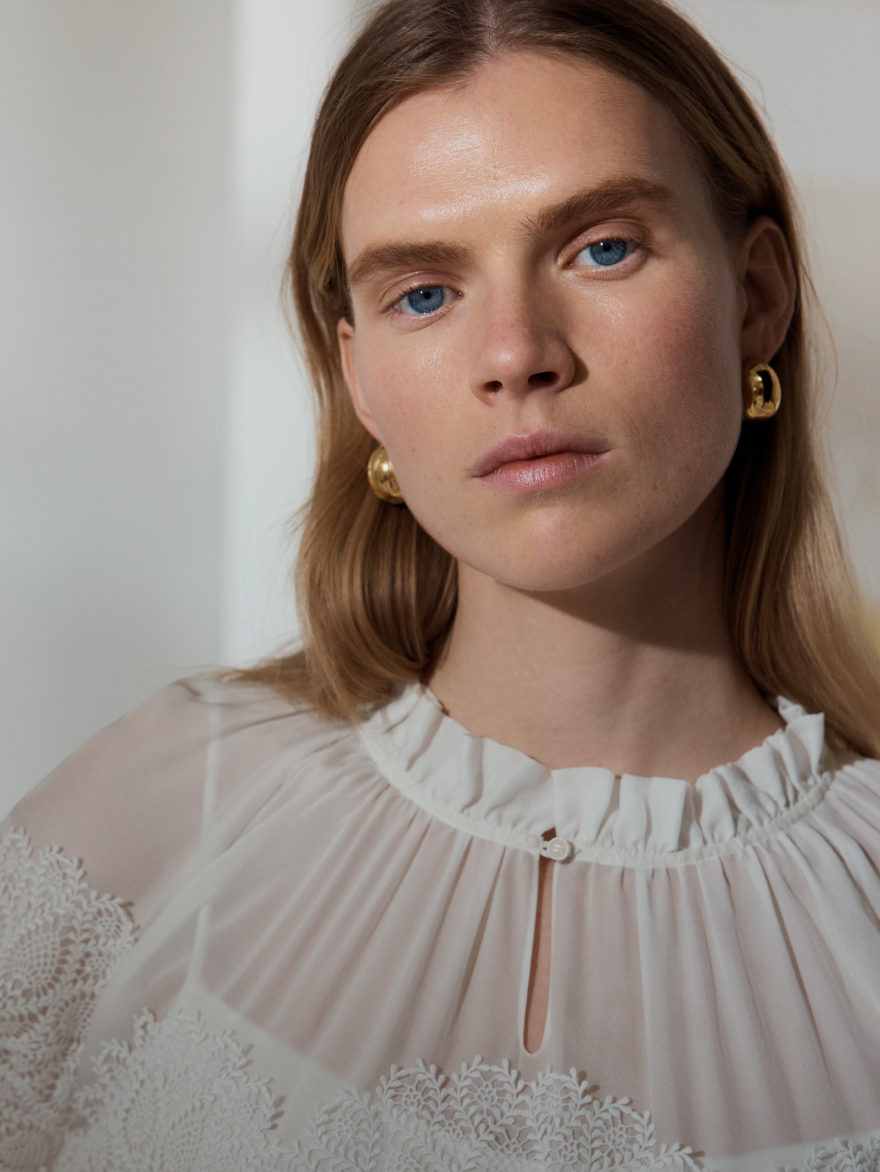 Model wearing the Maia blouse