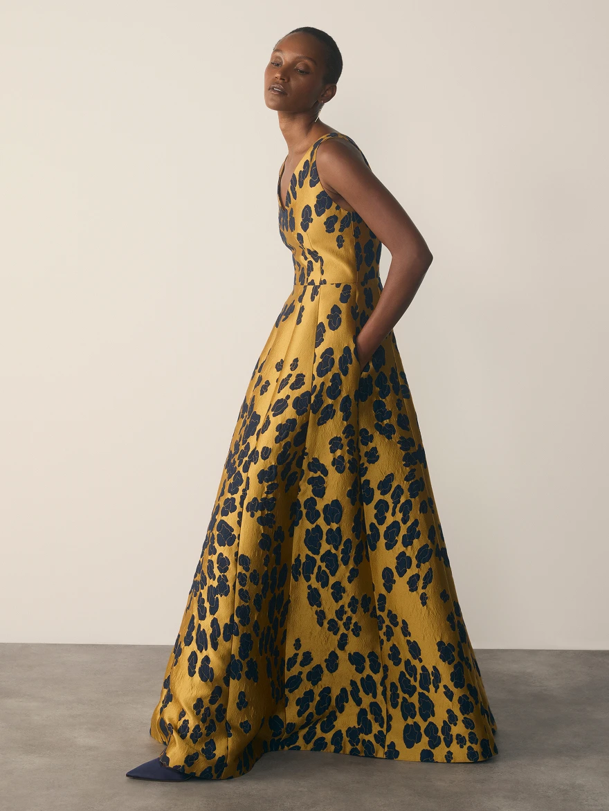 Gold and navy Marsella dress