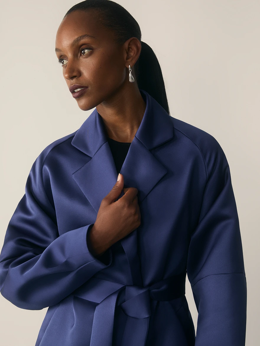 Celier ink blue satin coat