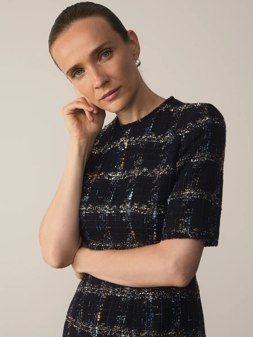Navy and Blue Riva Tweed Dress