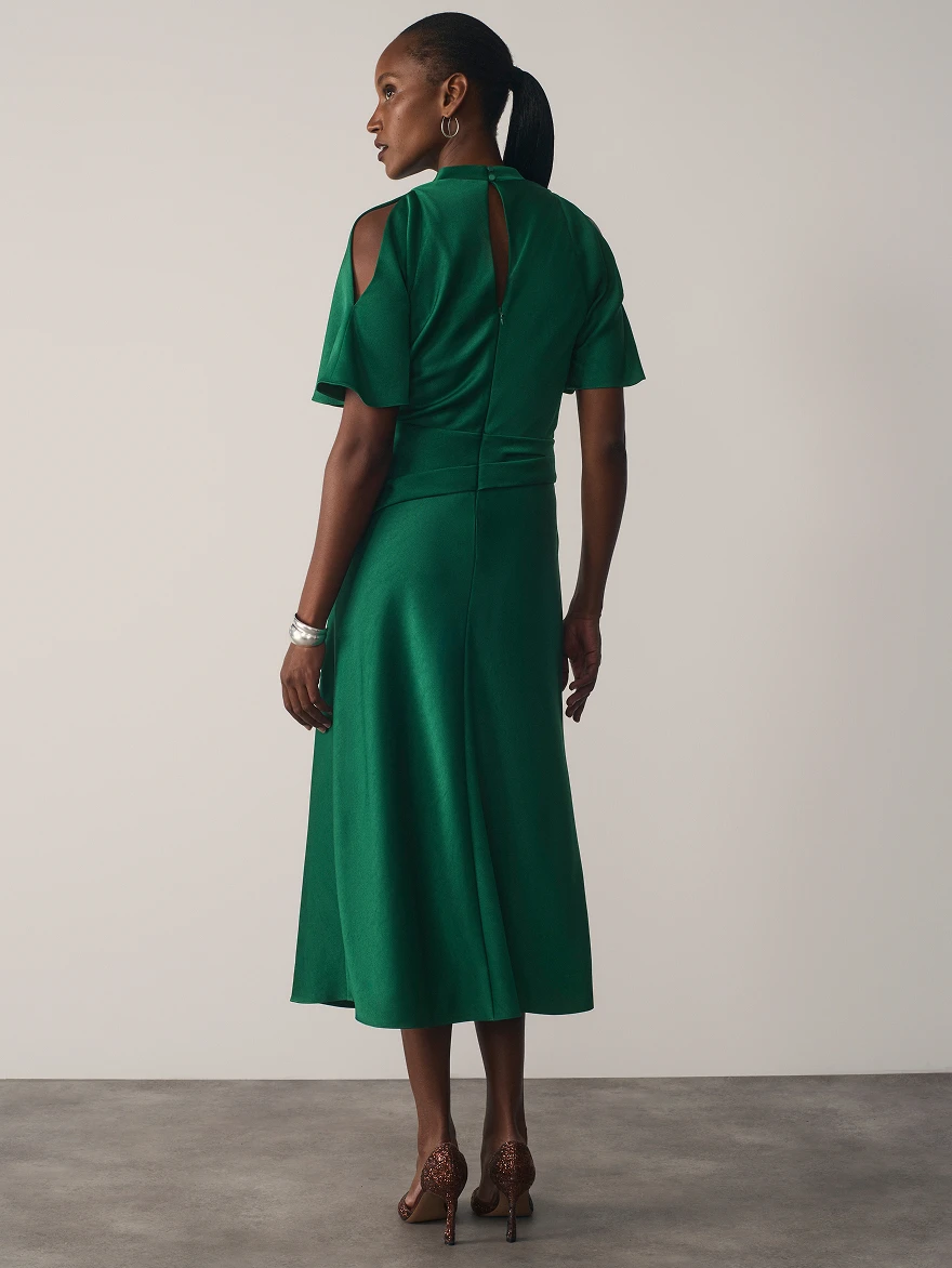 Emerald Green Ostia Satin Dress