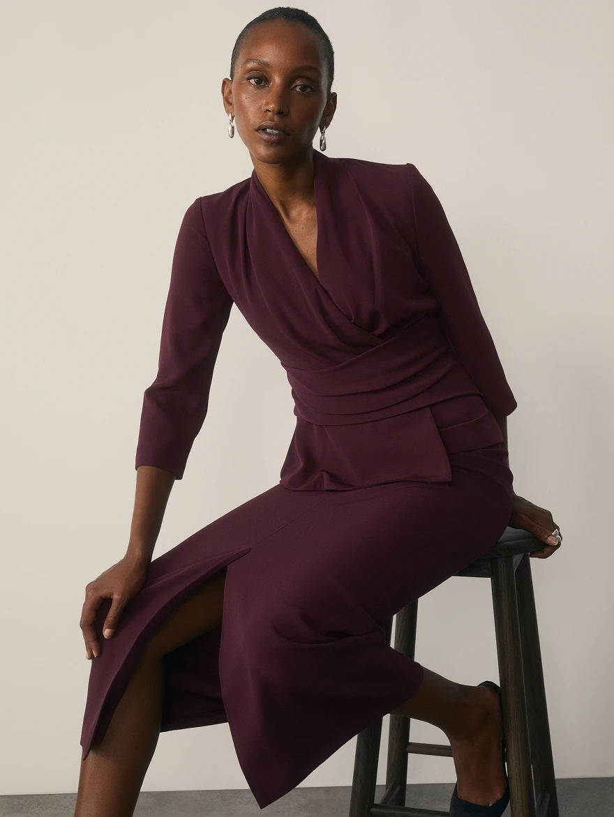 Clever Crepe deep plum suiting